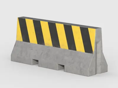 Concrete Traffic Barrier Low-poly 3D model