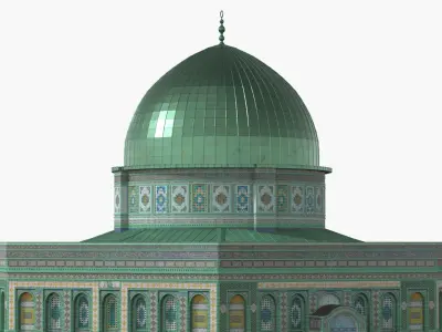  Religious Dome Building with Mosaic Walls Light Green 