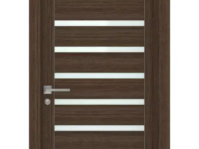 Door-054 wooden door with glass panels 3D model