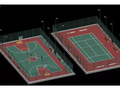 Basketball court tennis court 3D model