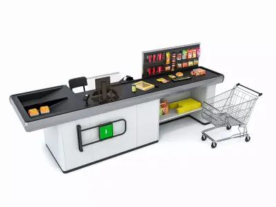 Supermarket  Grocery  stands  Shelves  Racks  Showcase  checkout 3D model
