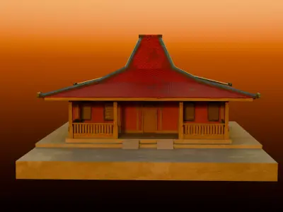 Traditional Javanese Joglo House 3D model