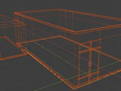 Room low poly with orange door 3D model