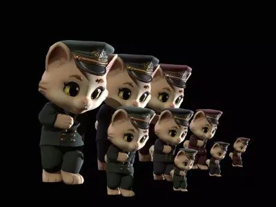 Cat6Pack3 Low-poly 3D model