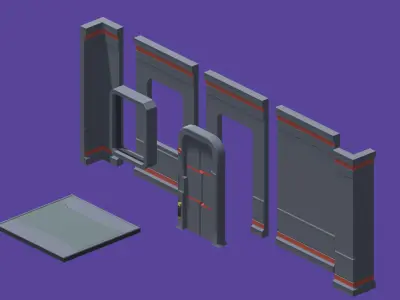 Sci-Fi Modular Interior Pack Low-poly 3D model