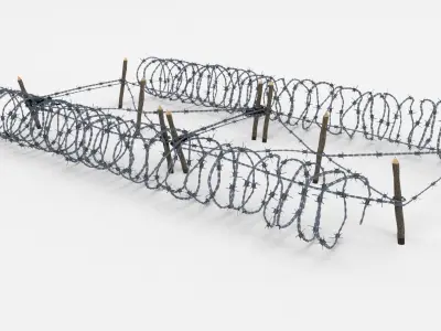 Low Poly Barb Wire Obstacle Low-poly 3D model