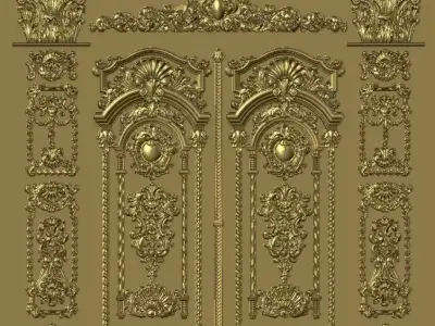 European Neoclassical Pattern Villa Door 3D print model