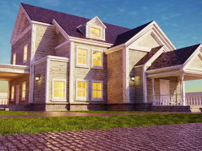 House - 3d model textured for exterior visualisations 3D model