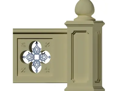 Stone Marble Fence Handrailing 3D model