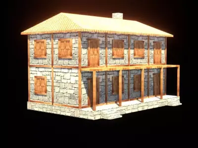medieval house low poly village town residential house  74 Low-poly 3D model