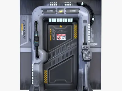 Sci-Fi Door Gate Game Ready Low Poly Low-poly 3D model