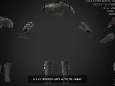 Anakin Skywalker Full Battle Armor And Lightsaber for Cosplay 3D Model Pack