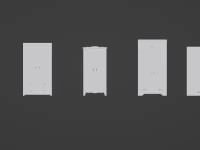 Dresser - Cabinet - Wardrobe - Closet collection Low-poly 3D model