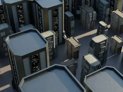 Sci-fi City Buildings 02 Low-poly 3D model