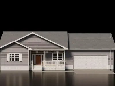 American Cottage House 1 - Empty Interior Low-poly 3D model
