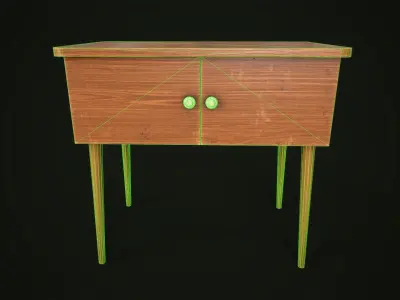Old simple TV stand Free low-poly 3D model