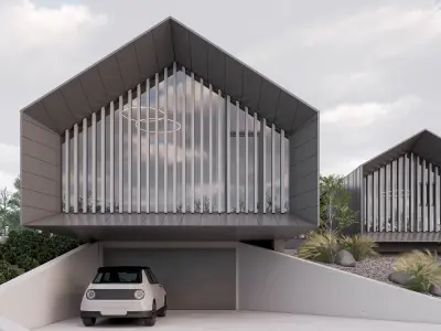 Family House 30 - Created with fully parametric Revit Families Low-poly 3D model