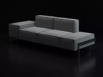 DS-21-123 leather sofa with chrome legs 3D model