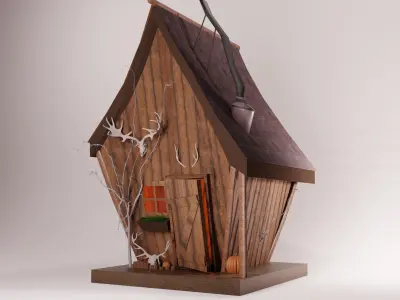 Tiny Forest House Sauna Built Low-poly 3D model