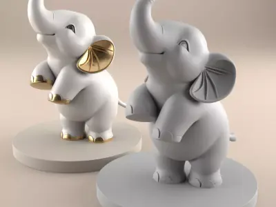Cute Baby Elephant 3D STL File for Printing 3D print model