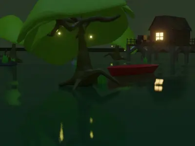 swamp fisher village PBR low-poly Low-poly 3D model