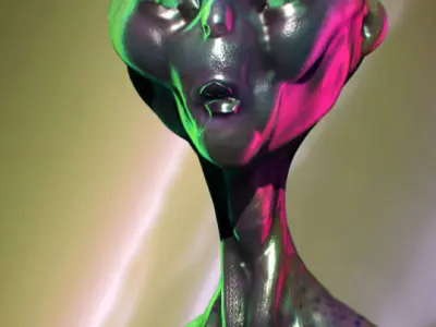 Extraterrestrial alien with face and eyes 3D model