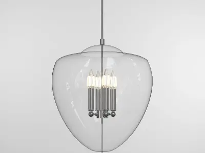 TERUEL clear glass pendant light with four lights 3D model