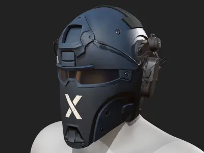 Helmet scifi military combat ver2 Low-poly 3D model