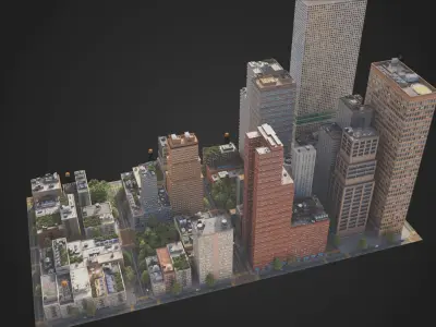 Realistic City District C2-A40 MAYA Low-poly 3D model
