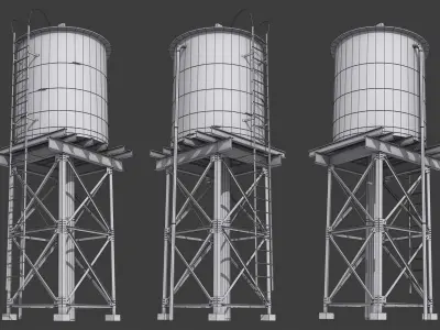 New York Water Tank Low-poly 3D model