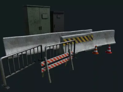 Road assets Low-poly 3D model