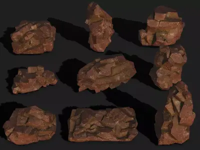 Mountain desert Rocks - PBR Pack 03 Low-poly 3D model