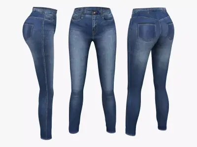 Denim Jeans Low-poly 3D model