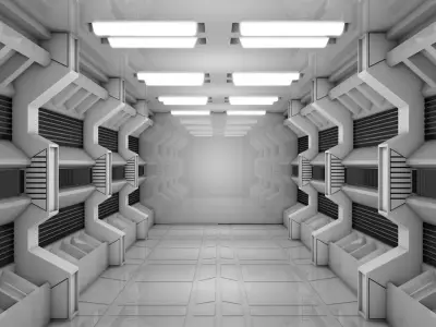 Sci Fi Corridor Low-poly 3D model