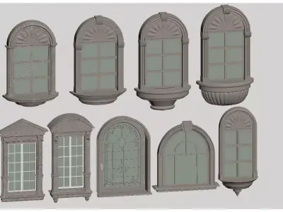 Window-shaped decorative mirror 3D model