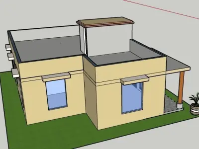 HOUSE WITH AUTOCAD DRAWINGS AND SKETCHUP MODEL 3D model
