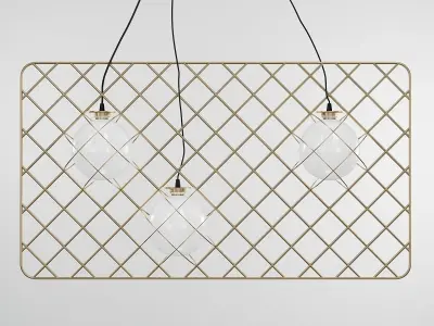CATCHER three light fixtures hanging from metal grid 3D model