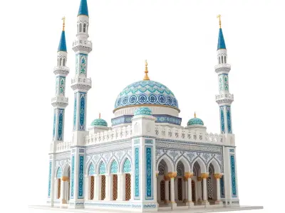 Ornate Blue Mosque model pack Low-poly 3D model