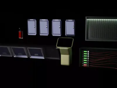 Space Station Items and low poly option Low-poly 3D model