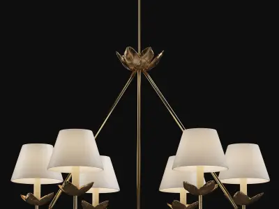 light-07 chandelier with four shades in brass 3D model