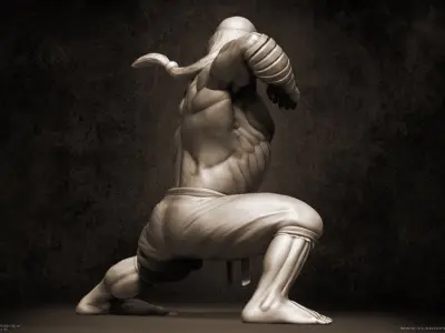 Gouken - character from the game Street Fighter  Low-poly 3D model