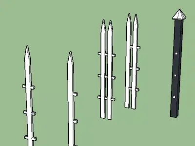 Picket Fence Pack Low-poly 3D model