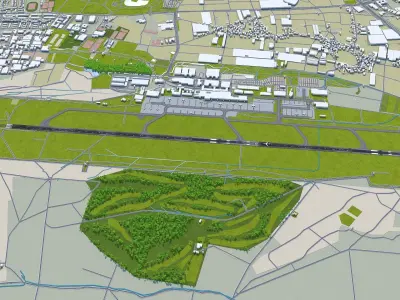 Nuremberg Airport 10km Low-poly 3D model