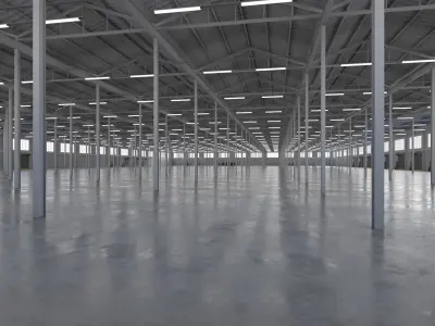 Industrial Warehouse Interior 5b Low-poly 3D model