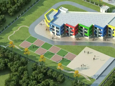 Modern Kindergarten Campus 3D model