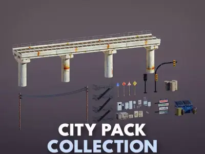 city pack Low-poly 3D model