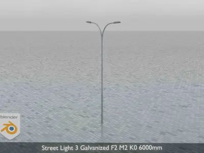 Street Light 3 Galvanized F2 M2 K0 6000mm Low-poly 3D model