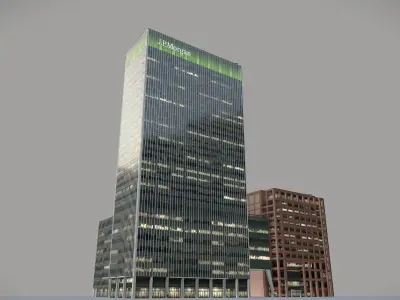 London 25Bank Street JPMorgan Skyscraper Low-poly 3D model