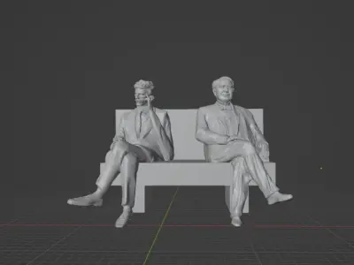 Edison and Tesla Statue 3D print model