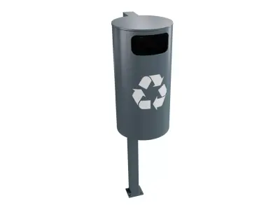 Classic Public Bin Low-poly 3D model